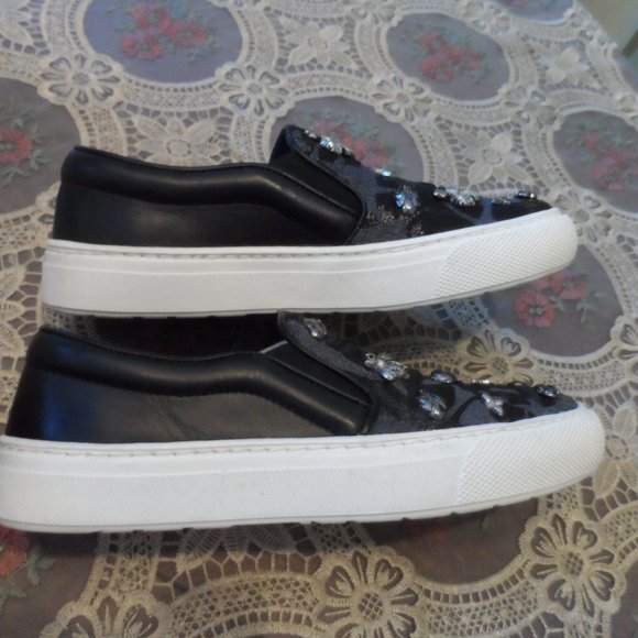 Markus Lupfer Gray/Black Print Silver Tone Metal Embellish Loafer Size 38M - Picture 11 of 14